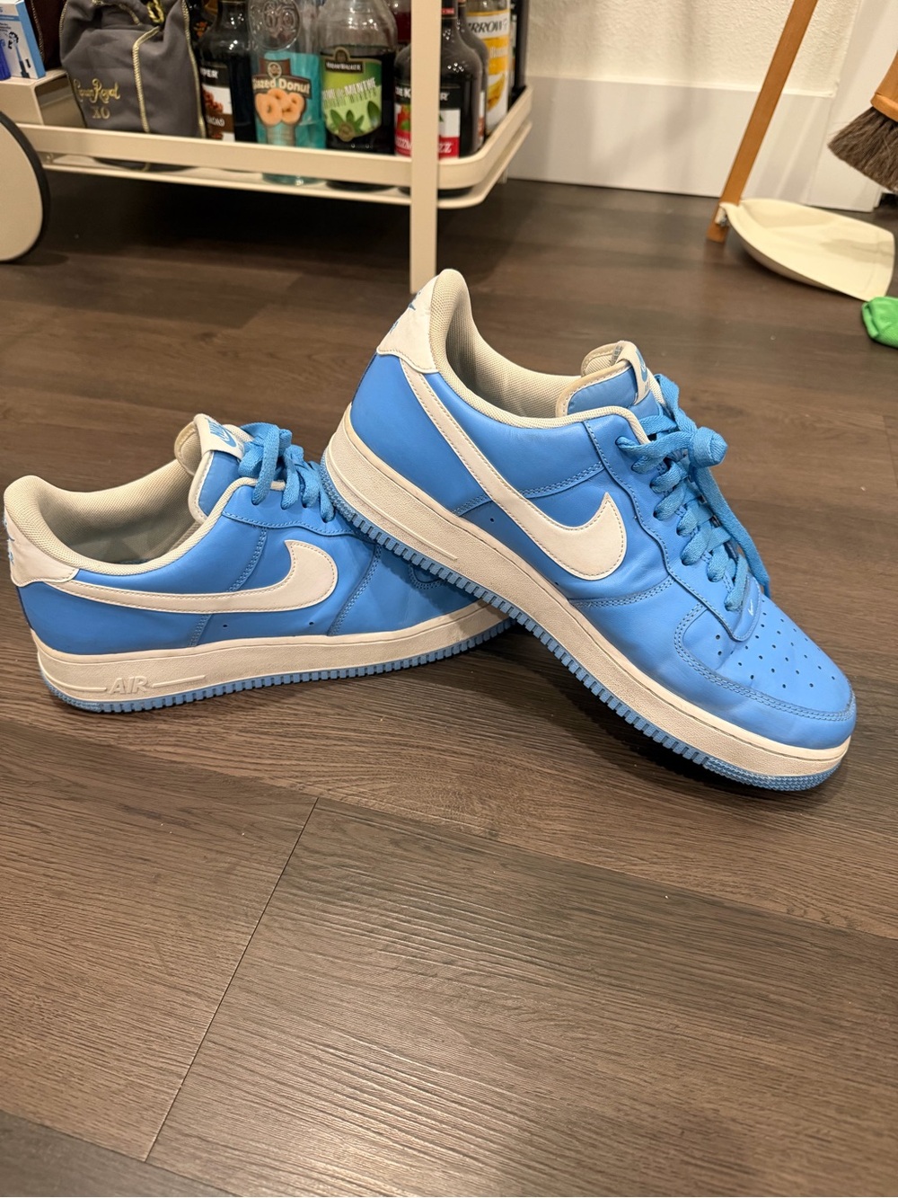 Men’s Nike Air Force University Blue and White Low-Top Sneakers 14